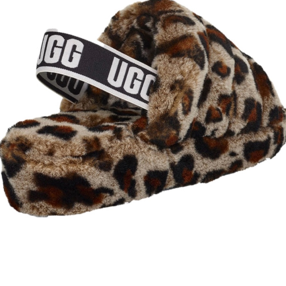 UGG Leopard Print Fluffy Slippers
